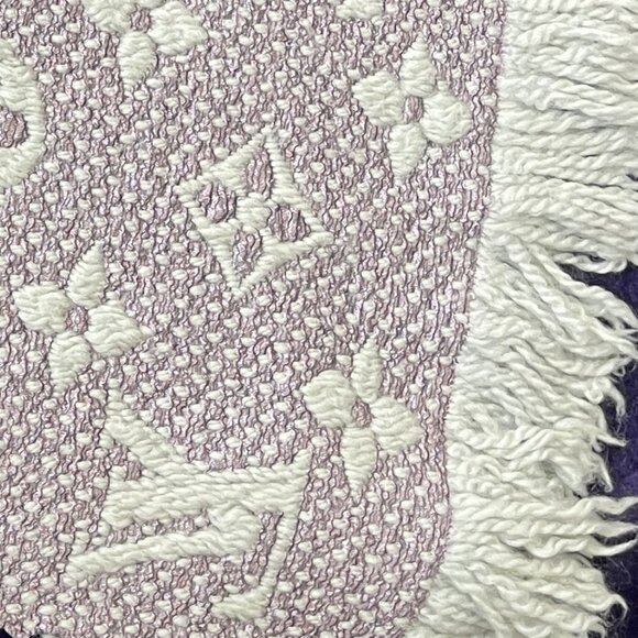 Louis Vuitton Logomania Scarf Silk Wool Monogram Grey Light Purple Pink - Picture 6 of 9